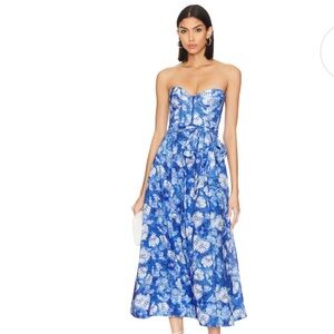 FLORAL MIDI DRESS IN BLUE FORAL